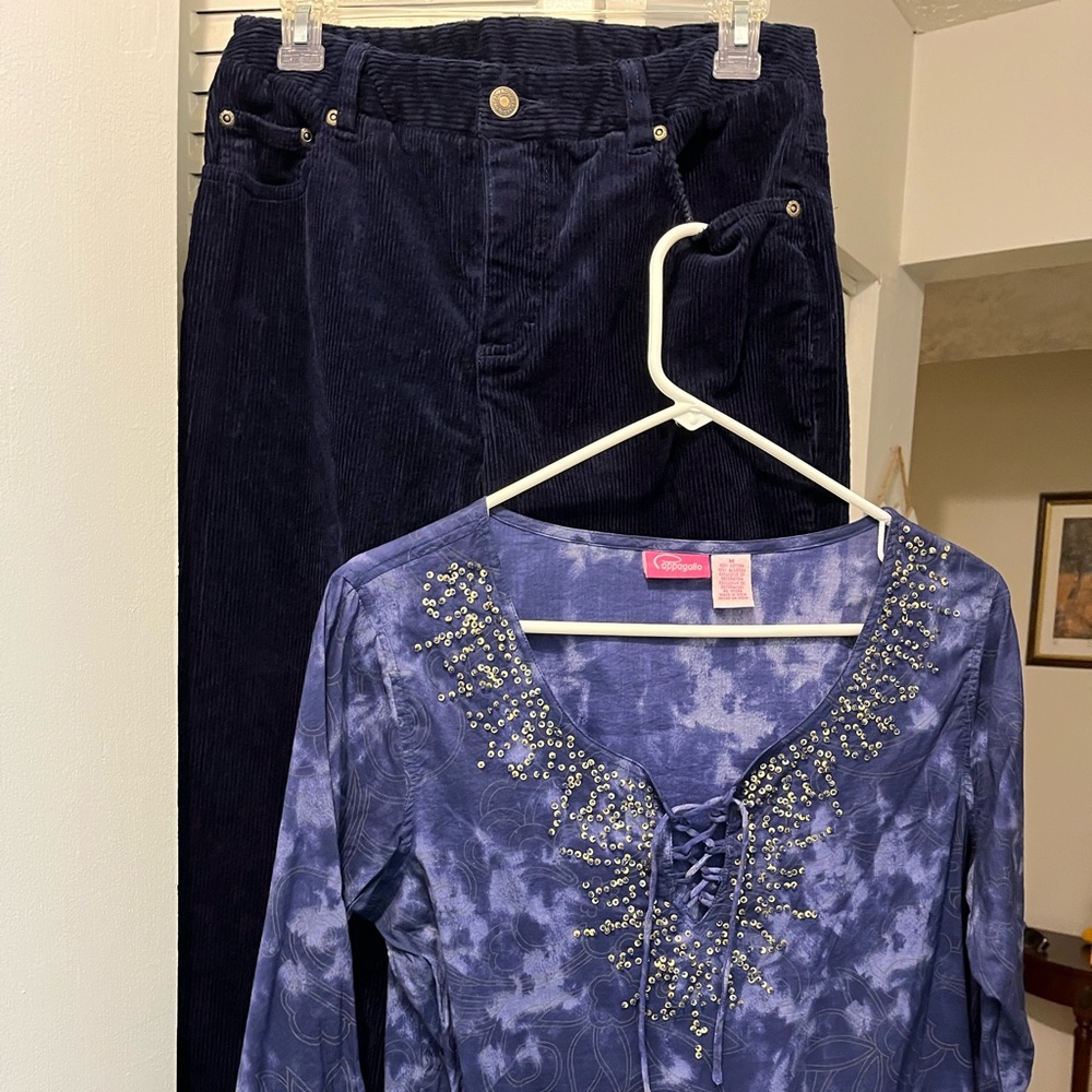Newport News Jeanology Boot Cut Corduroy Jeans in Dark Indigo Blue, Size 6 Tall - Picture 7 of 7
